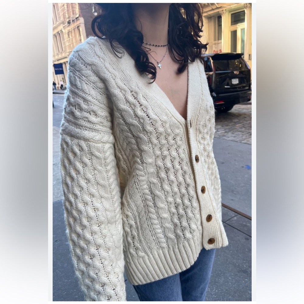 Brandy Melville Eva Heavy Wool Cable Knit Cardigan - Picture 2 of 6